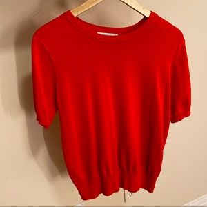 Zara Short Sleeve Knit Top in Red (Size Large)